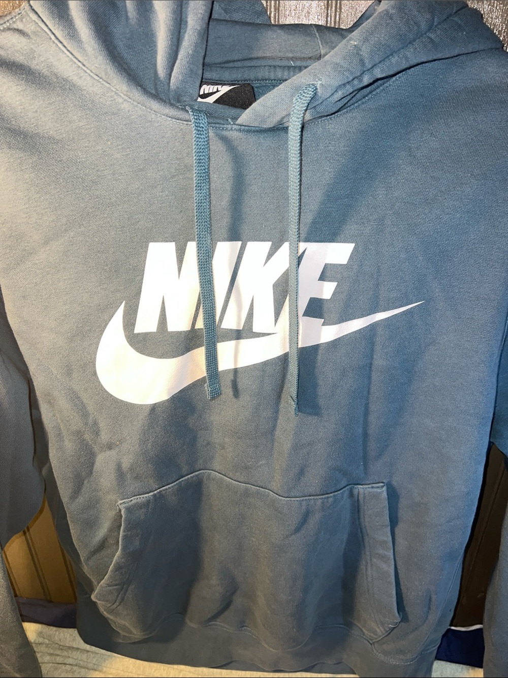 Nike Men’s Slate Blue Crewneck Hoodie with White Swoosh